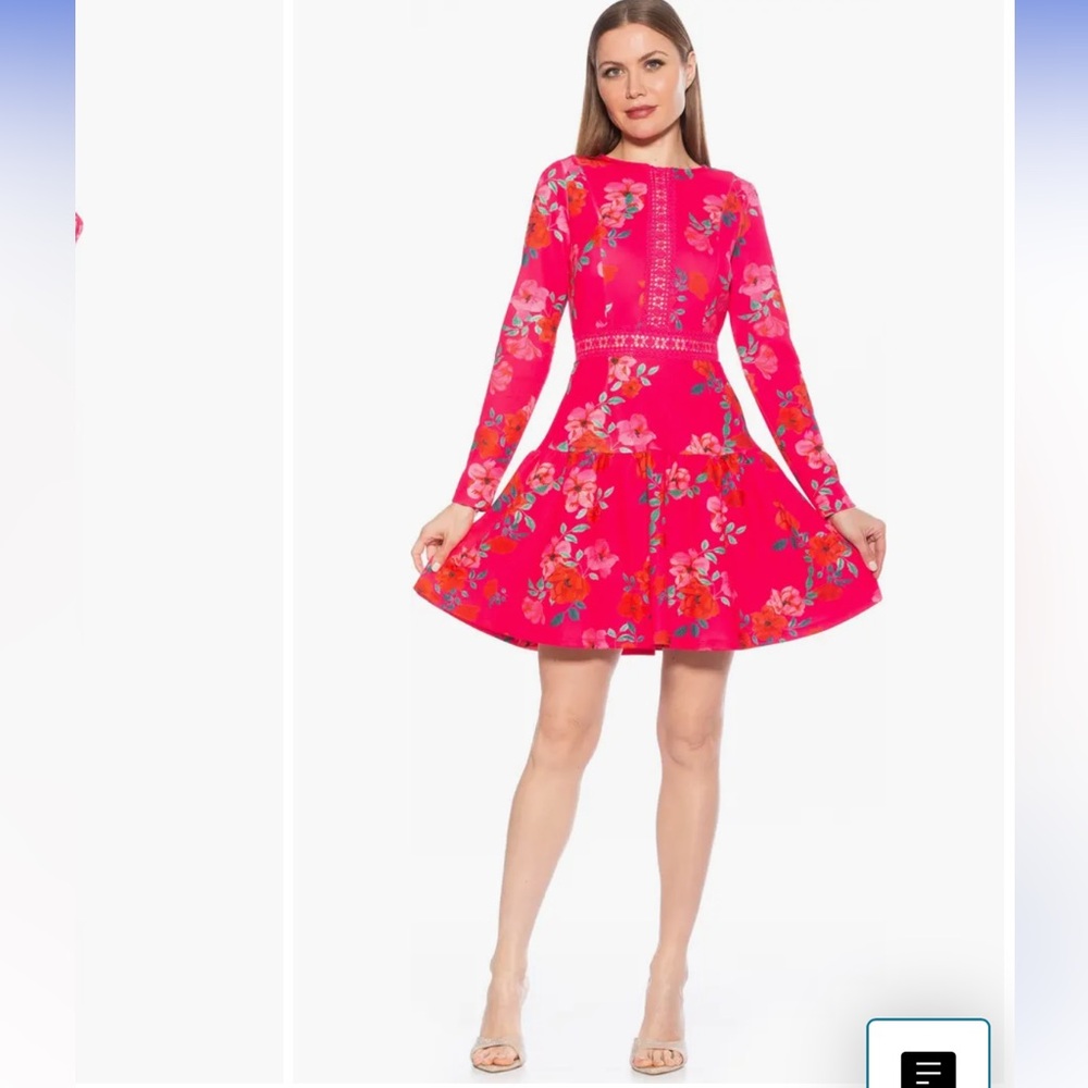 Floral Pink Dress with Lace Detail